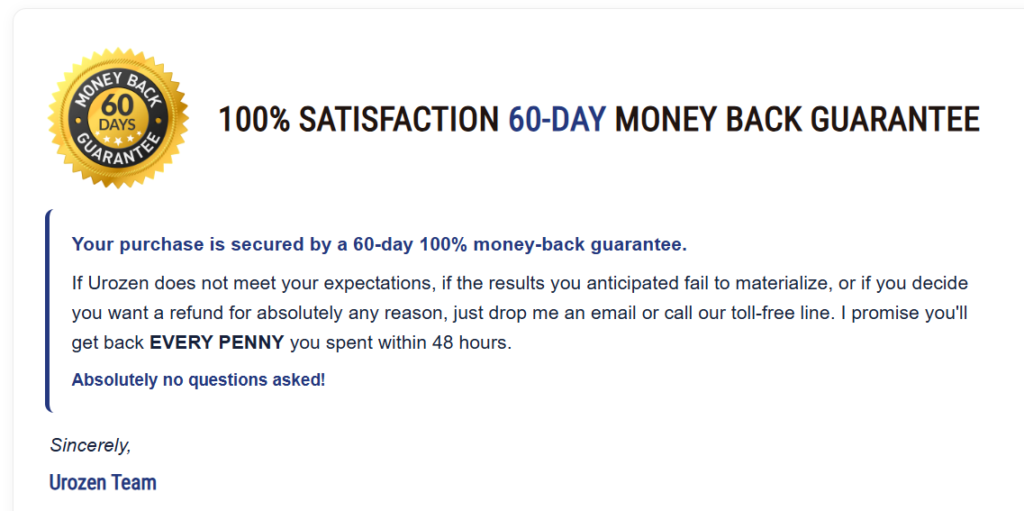 Urozen-refund-policy